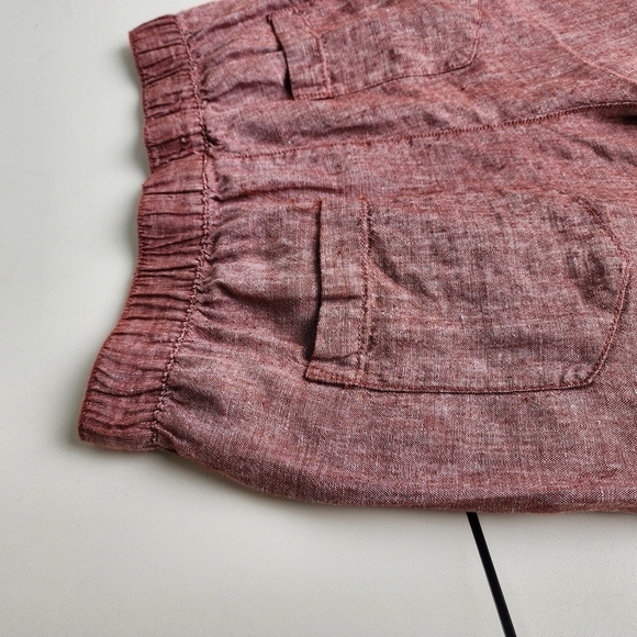 Cynthia Rowley Womens Pink 100% Linen Wide Leg Capri Pants Loose Pockets Sz L - Picture 11 of 11